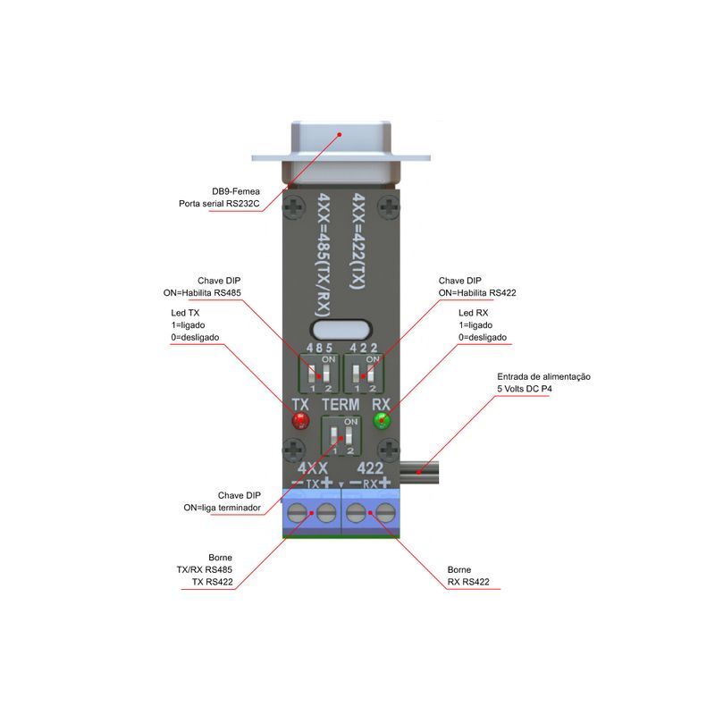 conversor-serial-rs232-para-rs485-422-externo-ef-232-485-traseia
