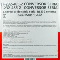 Conversor Serial RS232 para RS485/RS422 com Fonte Comm5 EF-232-485 - 1056