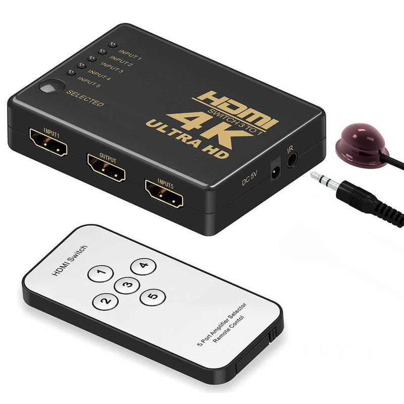 Seletor-Switch-Hdmi-4k-5x1-5-Entradas-Para-1-Saida