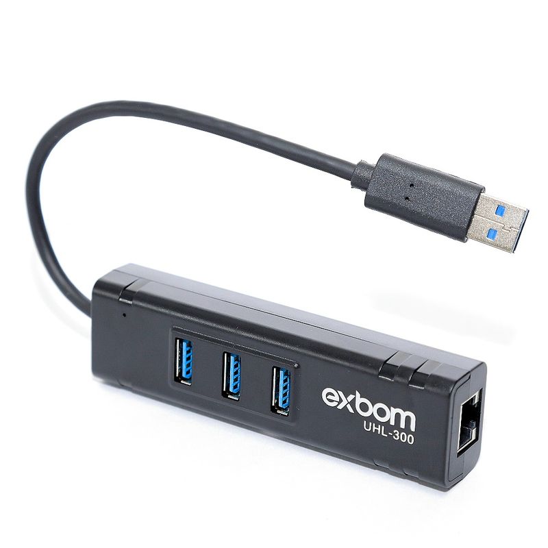Hub Usb 3 Portas 3.0 + Porta Rj45 Ethernet Giga - 6033