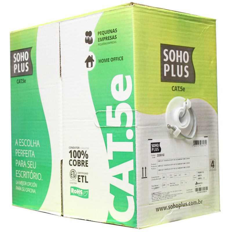 Cabo de rede cat.5e sohoplus cinza