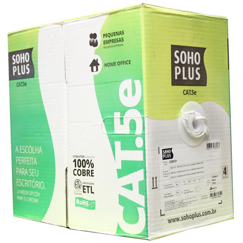 Cabo de rede sohoplus cat.5e branco