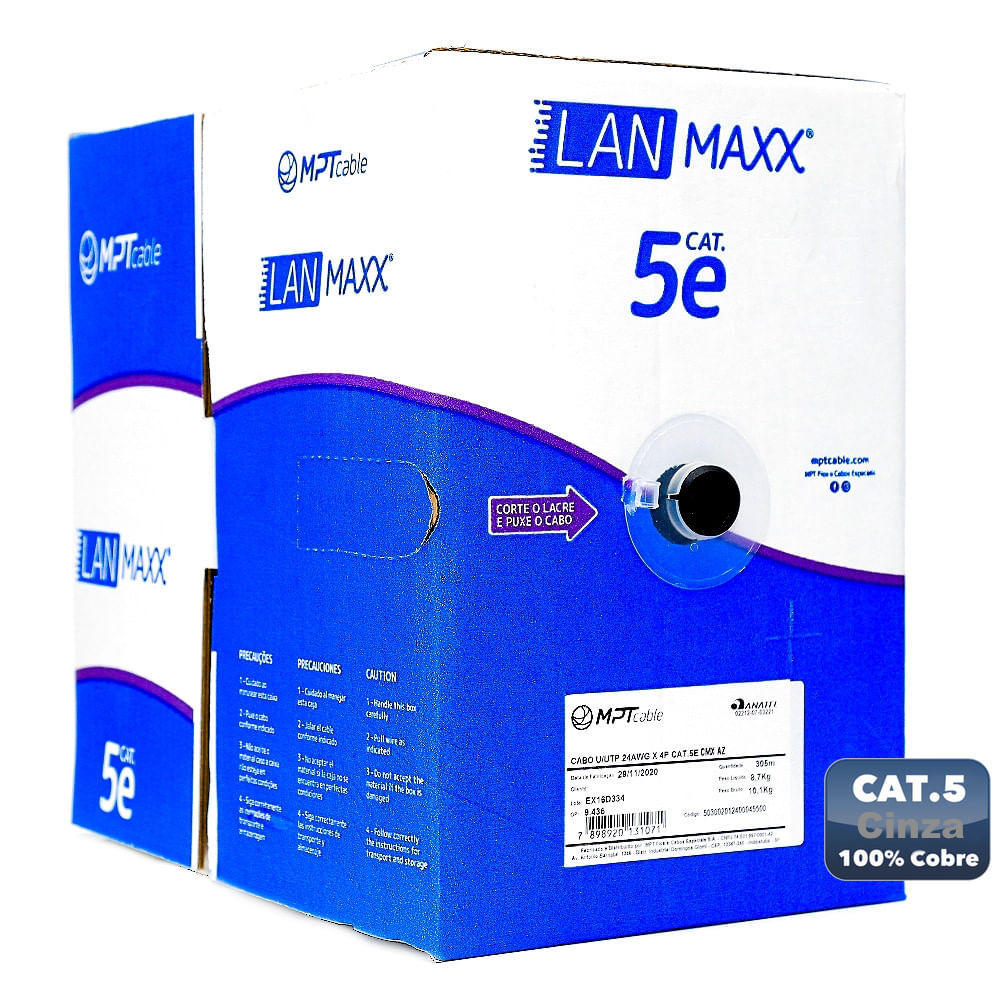 Cabo de Rede CAT5E Cinza MPT - Central Cabos