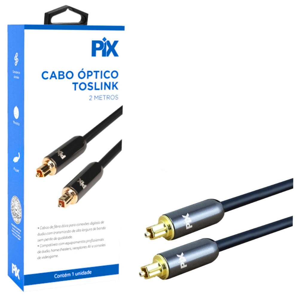 Cabo Óptico toslink premium 2m - conector aluminio - 018-4788