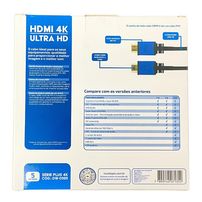 Cabo hdmi 5m 2.0 4k ultrahd 19 pinos c/filtro 018-0525 - 7339
