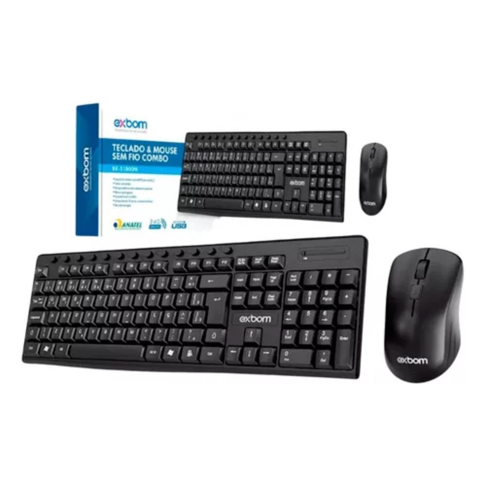 Teclado + mouse s/fio - bk-s1000m - Central Cabos