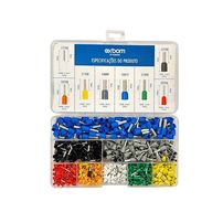 Kit Terminais ilhos Tubulares p/ fios Eletricos Isolados mista 800 Unidades com 8 modelos - 7939