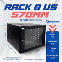 Mini Rack de Parede 8U por 570mm - Start - 7016