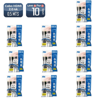 Cabo hdmi 2.0 19 pinos 4k 50cm 018-2220 10 unidades