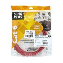 Patch Cord Cat.6 2,5 Metros SohoPlus Vermelho (35123009) 100% Cobre Furukawa - 8134