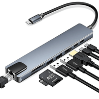Adaptador Tipo-C 8 em 1 com HDMI 4K, RJ45, USB 3.0, Leitor de Cartões e PD 3.0 - 7159