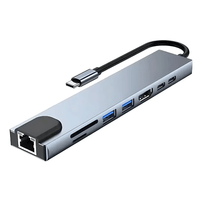 Adaptador Tipo-C 8 em 1 com HDMI 4K, RJ45, USB 3.0, Leitor de Cartões e PD 3.0 - 7159