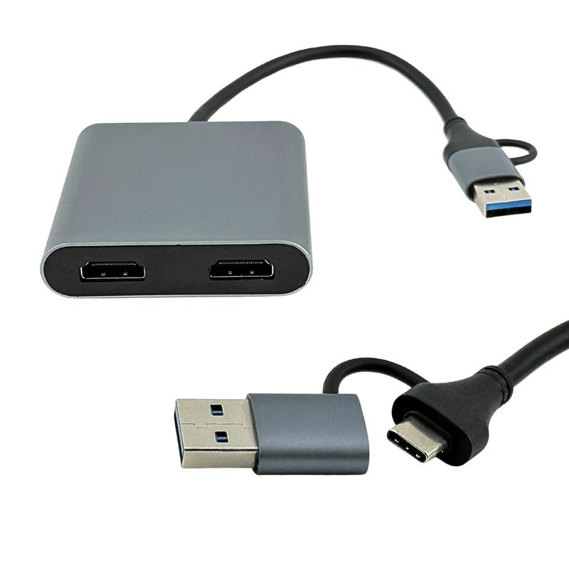 Adaptador hub usb3.0/tipo-c 4 em 1 - 2 hdmi / usb 3.0 / tipo c