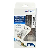 Conector RJ45 Blindado Vazado CAT6A/CAT7 Exbom (CONT-RJ45C7VM40) - 40 Unidades - 8234