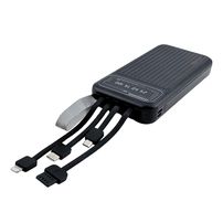 Power Bank Tomate TK1003 10.000 mAh — 4 Conectores (USB-A, USB-C, Micro-USB e Lightning), 5 V/2,1 A, Indicador em LED – Preto - 8250