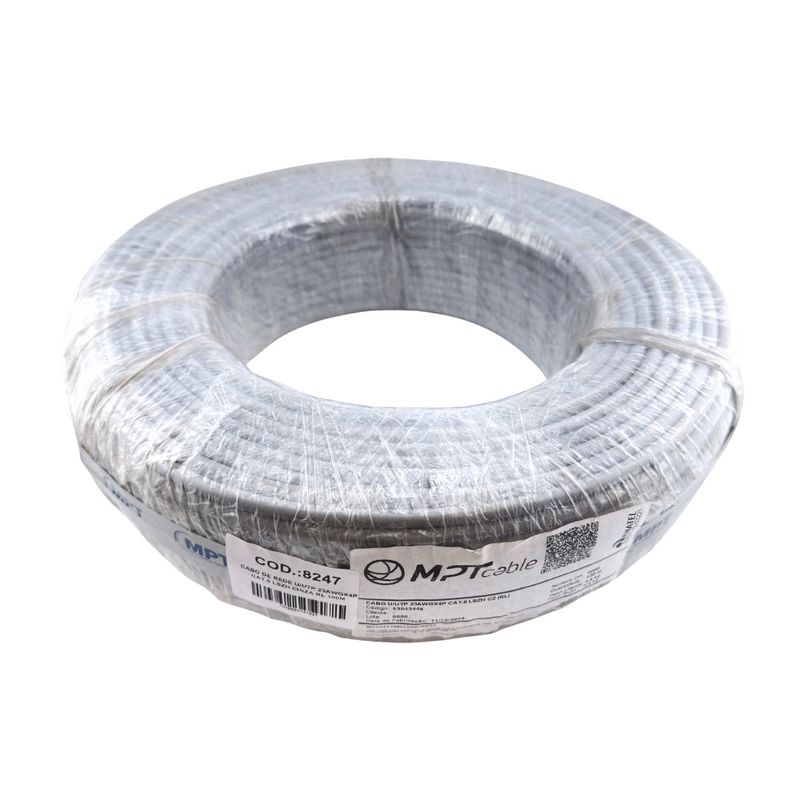 Cabo de rede u/utp 23awgx4p cat6 lszh cinza rolo 100m