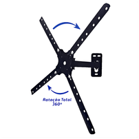 Suporte Bi-Articulado para TV LCD/LED 10" a 60" - 079-0014 - VESA 50×50 a 400×400 - Inclui nível, parafusos e buchas - 7154