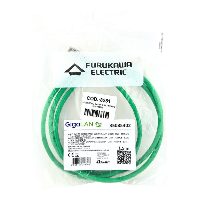 Patch cord cat6a 1,5mt verde (35085402)
