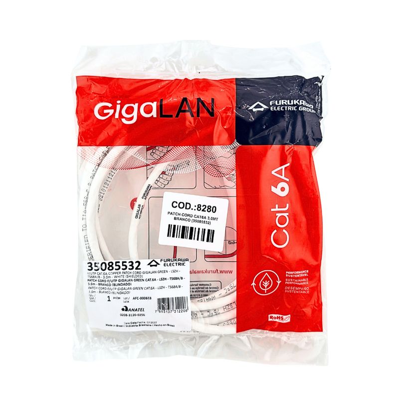 Patch cord cat6a 3,0mt branco (35085532)