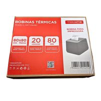 Pacote de Papel para Impressora Térmica 80×80 mm - MPT-P8080 Tomate - 20 Rolos de 80 Metros - Papel Couché - 8241