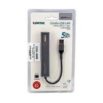 Hub USB 3 Portas USB 3.2 Gen 1 + 1 LAN Gigabit - COMTAC Linha Aluminium - Adaptador USB Combo - 8289