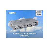 Matrix HDMI 4×4 with Audio 4K - Suporte 4 Entradas + 4 Saídas HDMI, Áudio Óptico, Controle IR/RS232 - 8307