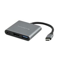 Adaptador USB-C 3 em 1 - HDMI + USB 3.0 + Tipo-C (PD 87W) 4K - Tomate MTV-727 - 8414