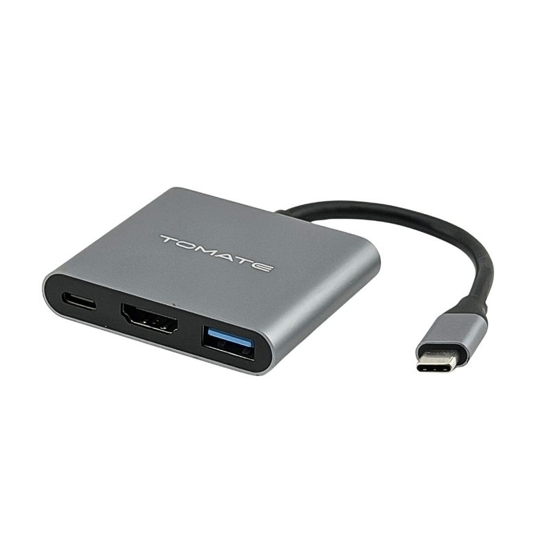Adaptador tipo c 3 em 1 - hdmi + usb 3.0 + tipo-c (pd 87w) 4k - mtv-727