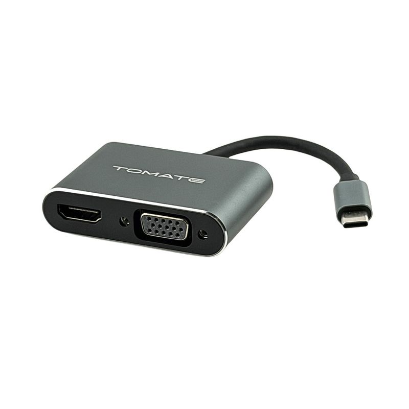 Adaptador tipo c multifuncional 4 em 1 - hdmi + vga + usb 3.0 + pd 87w 4k - mtv-728