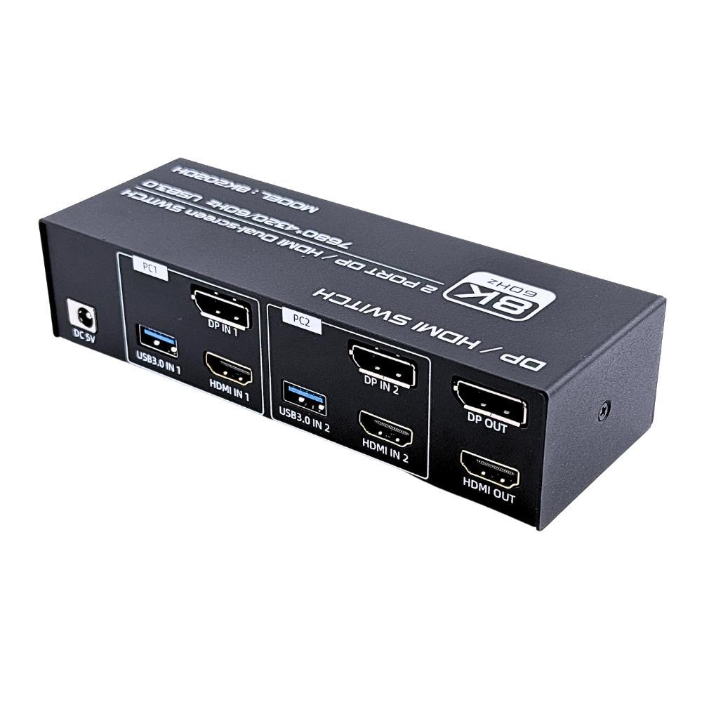 8K 2 DisplayPort+1 HDMI KVM切替器 HHG13 Switch KVM HDMI e DisplayPort 2 Portas 8K - Troca Rápida de