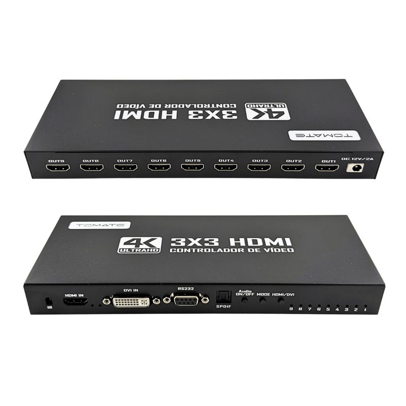 Controlador de video wall hdmi 3x3 : 9 saidas hdmi 4k /1 entrada dvl / 1 entreda hdcp 1.4 e 1 entrada hdmi - mvw-313a