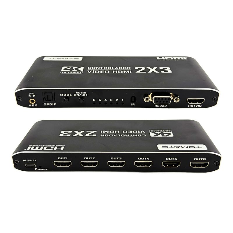Controlador de video wall hdmi 2x3 : 6 saidas hdmi 4k /1 entrada dvl e 1 entrada hdmi - mvw-213a