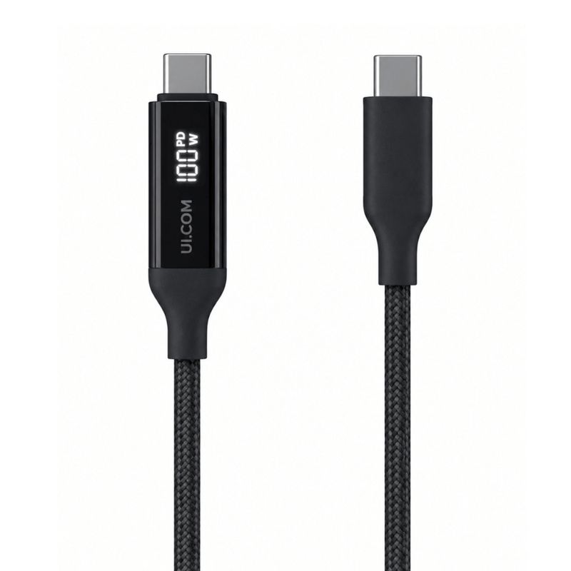 Cabo tipo usb-c 2 metros com display de carga 100w uacc-cable-usb-100w-2m-bk
