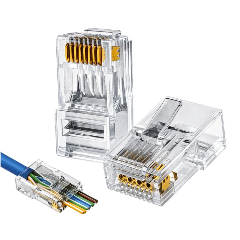 Conector 8x8 ez-rj45 vazado cat6a passagem cx c/ 100 uni ( cont-rj45c6v100 )