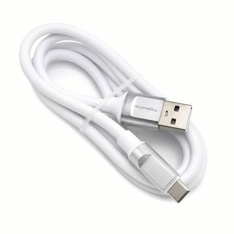 Cabo usb para tipo c 1,2m 5v 2.4a 6mm turbo branco tc-202c