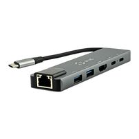 Adaptador Hub Type-C 6 em 1 — HDMI 4K / Rede Giga / USB 3.0 / USB 2.0 / 2x USB-C PD 87W - 8418