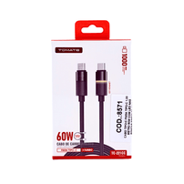 Cabo USB Tipo-C para Tipo-C Tomate TC-221CC 60W 1 Metro com LED Silicone Turbo - 8571