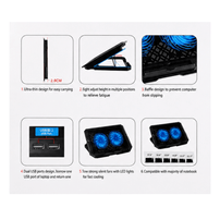 Suporte Cooler para Notebook até 17" com 2 Ventoinhas LED Azul X3 Exbom 04776 - 8581