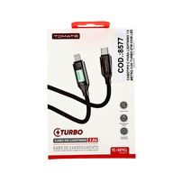 Cabo USB-C para Lightning 1 Metro 27W 3A Turbo com LED TC-507CL Tomate Preto - 8577