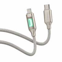 Cabo USB-C para Lightning 1 Metro 27W 3A Turbo com LED TC-507CL Tomate Cinza - 8579