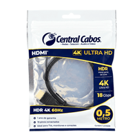 Cabo HDMI 2.0 4K HDR 60Hz 18Gbps 32AWG 0,5 Metro Central Cabos - 2800