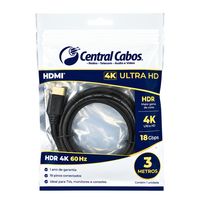 Cabo HDMI 2.0 4K HDR 60Hz 18Gbps 30AWG 3 - Metro Central Cabos - 2803