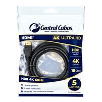 Cabo HDMI 2.0 4K HDR 60Hz 18Gbps 30AWG 5 - Metro Central Cabos - 2805