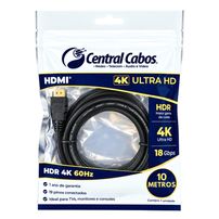 Cabo HDMI 2.0 4K HDR 60Hz 18Gbps 30AWG 10 - Metro Central Cabos - 2810