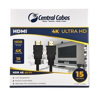 Cabo HDMI 2.0 4K HDR 60Hz 18Gbps 26AWG 15 - Metro Central Cabos - 2815