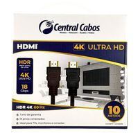 Cabo HDMI 2.0 4K HDR 60Hz 18Gbps 30AWG 10 - Metro Central Cabos - 2811