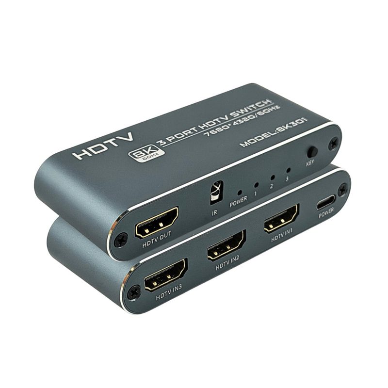 Switch hdmi 3p c/ controle e ir 8k 8k301