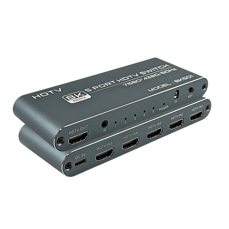 Switch hdmi 5p c/ controle e ir 8k 8k501